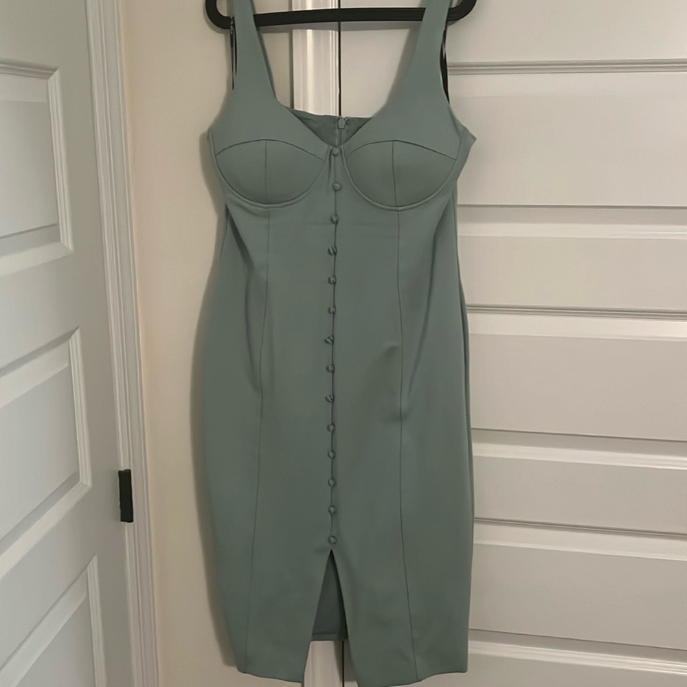 Absolutely gorgeous Lavish Alice fitted dress with buttons in soft green